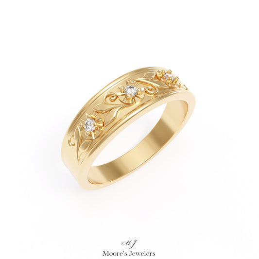 Vintage Style Scroll and Illusion Setting Ring 3d Model