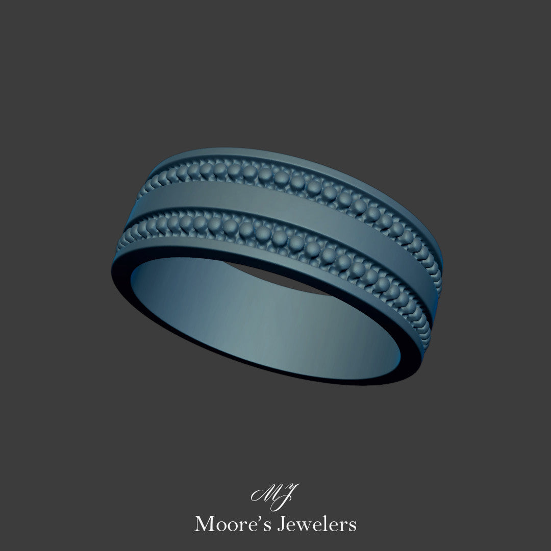 Man's Beaded Wedding Band 3d Model