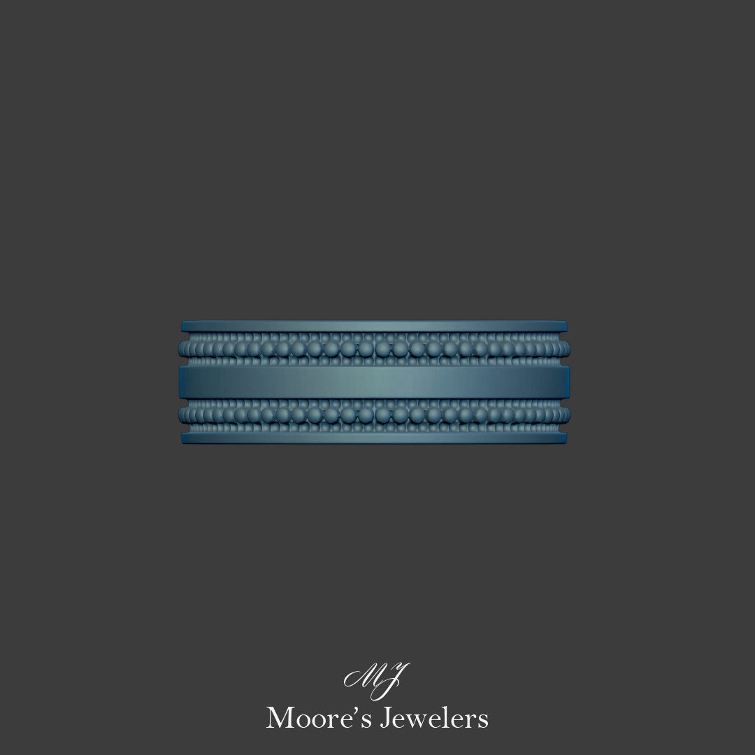 Man's Beaded Wedding Band 3d Model