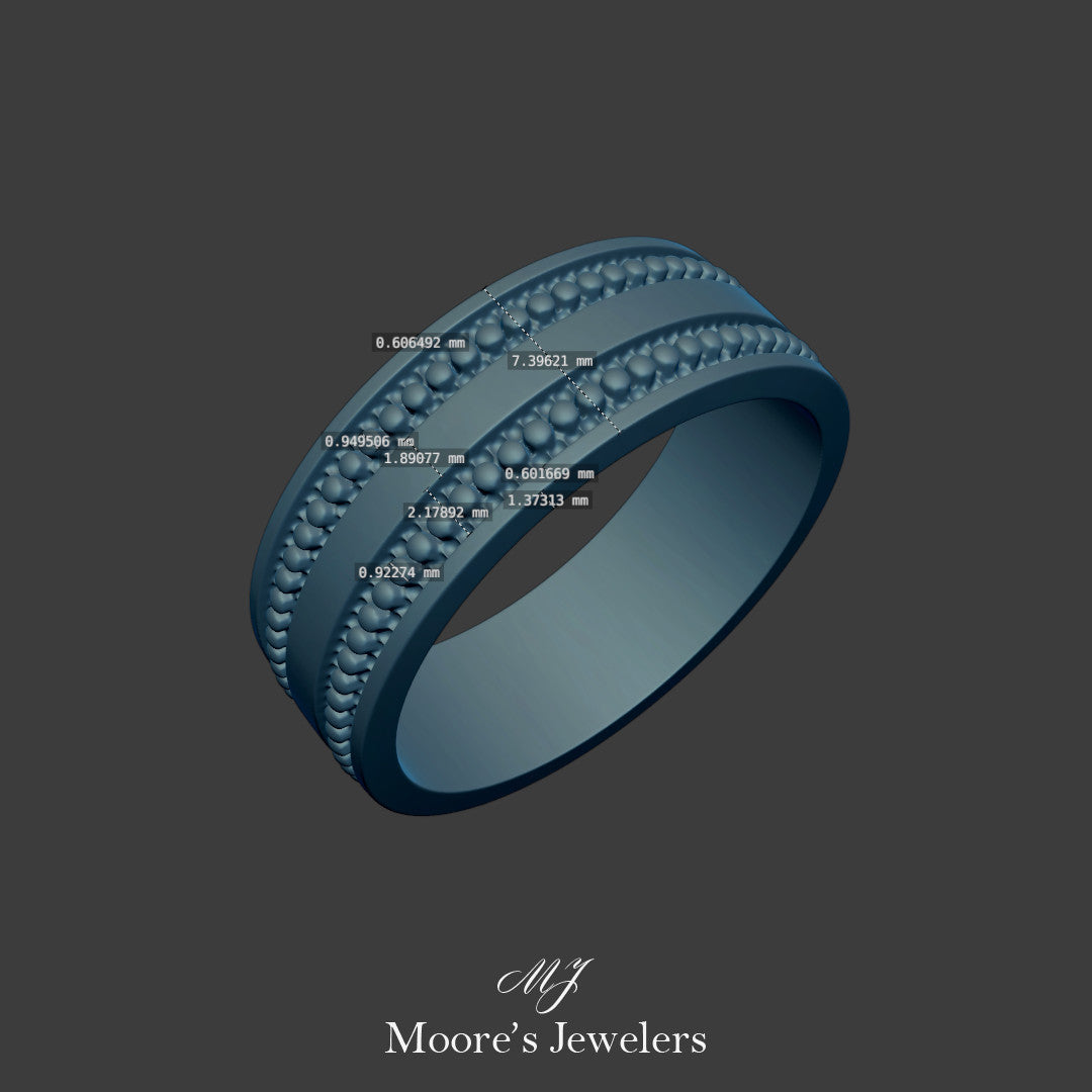 Man's Beaded Wedding Band 3d Model