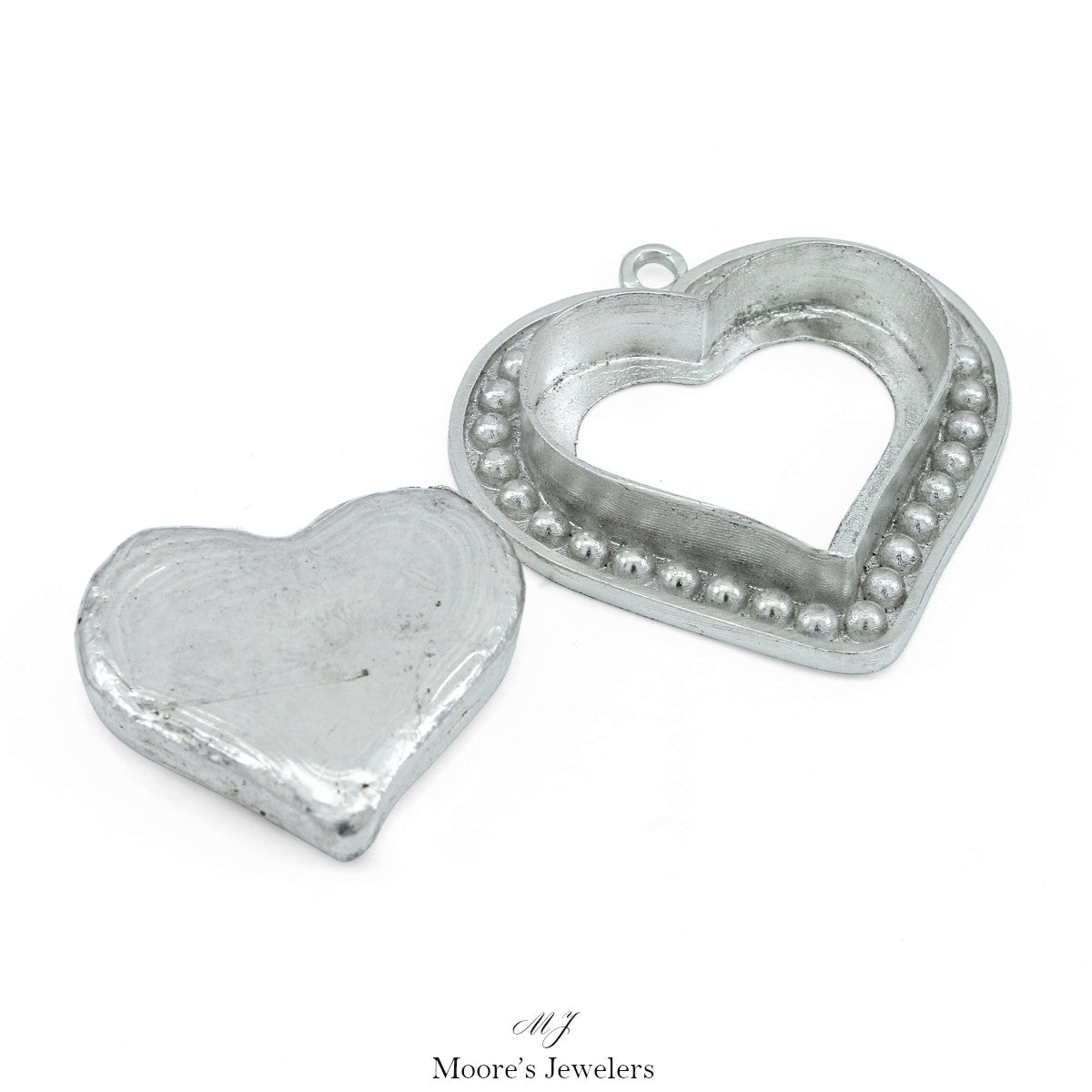 Sterling Silver Heart Bezel Set Pendant Casting