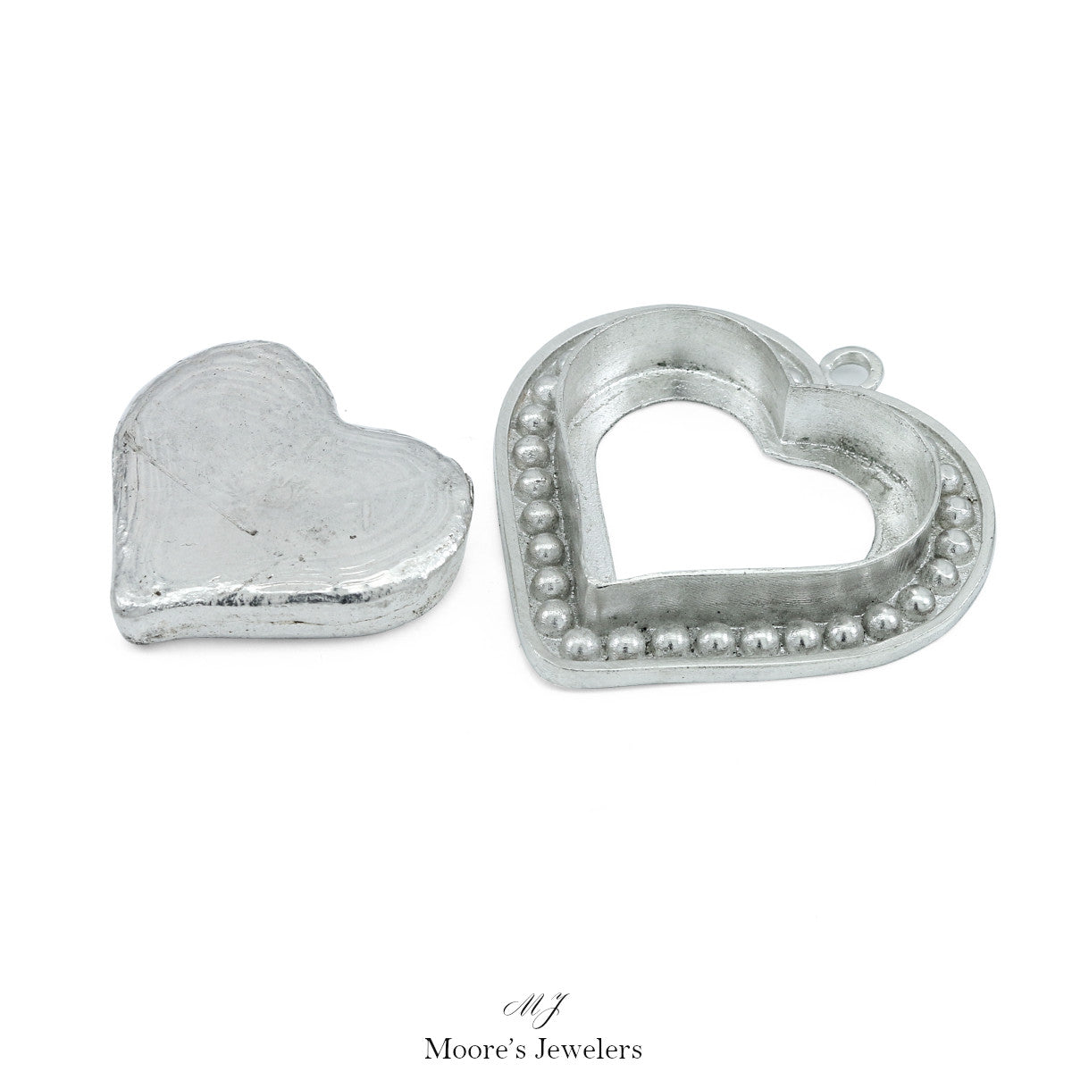 Sterling Silver Heart Bezel Set Pendant Casting