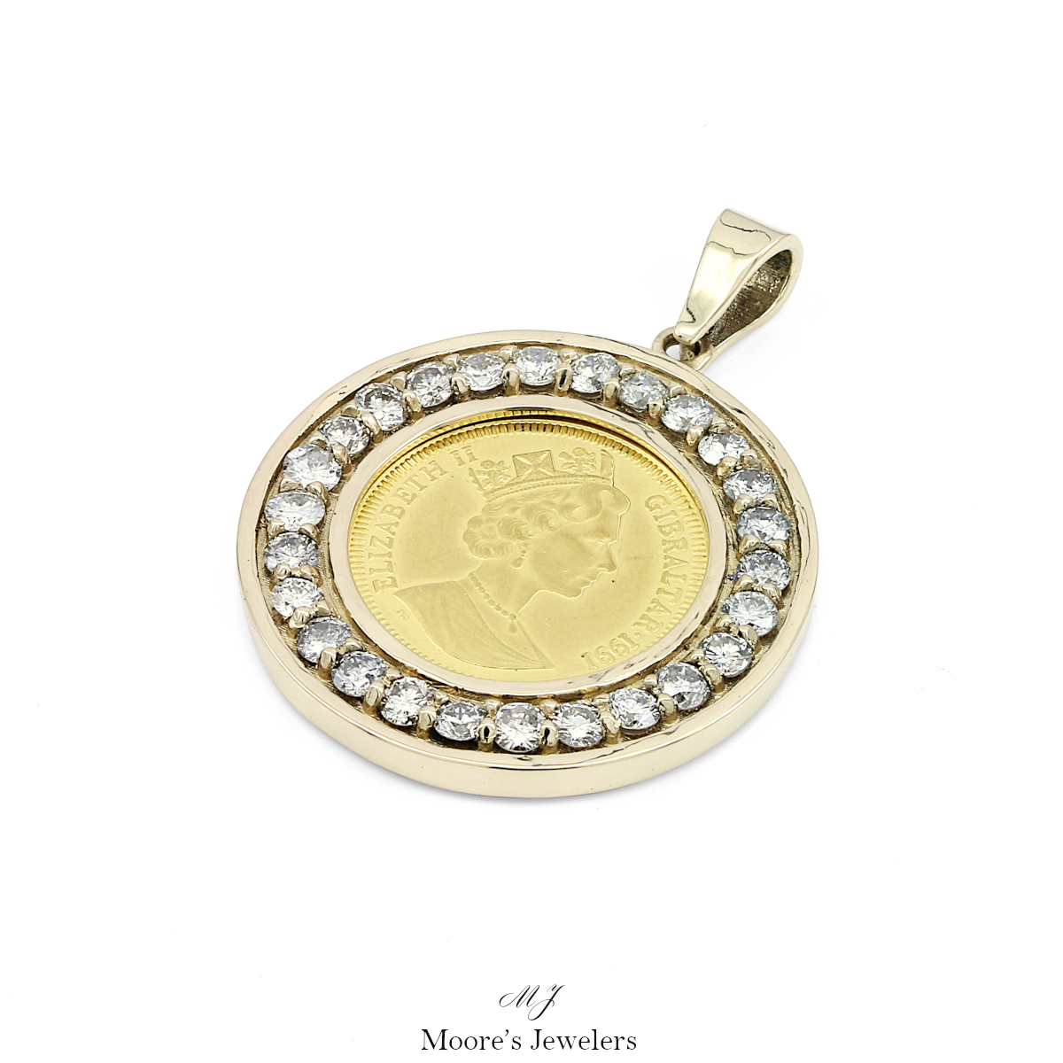 14k Yellow Gold Coin Holder Pendants