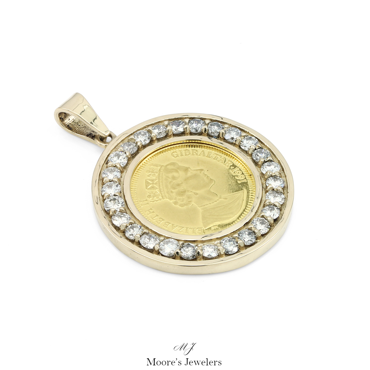 14k Yellow Gold Coin Holder Pendants