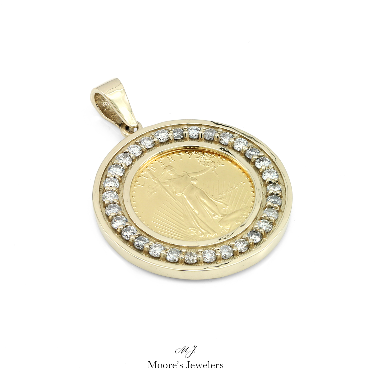 14k Yellow Gold Coin Holder Pendants