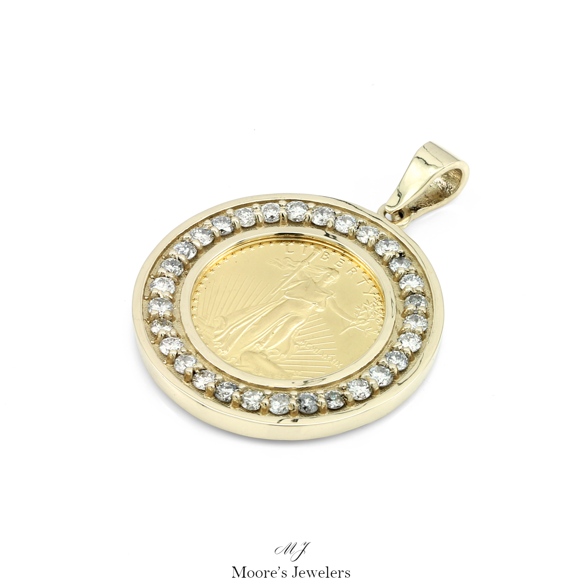 14k Yellow Gold Coin Holder Pendants