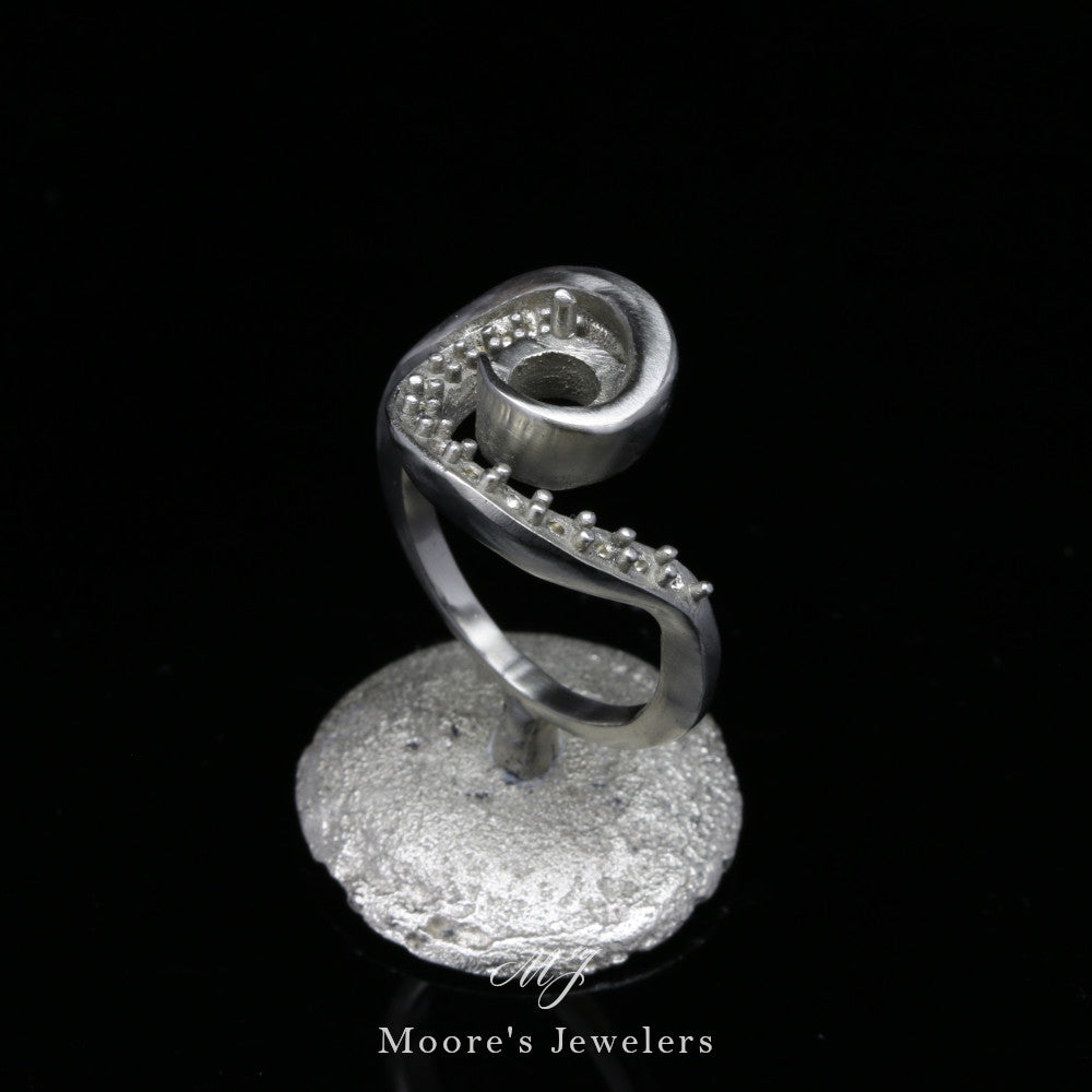 14k White Gold Swirl Ring Cast and Print
