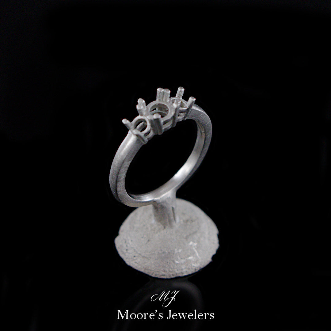 14k White Gold Past, Present, and Future Engagement Ring