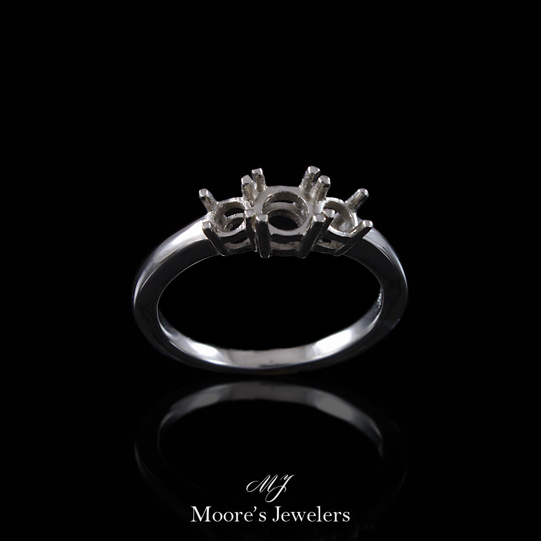 14k White Gold Past, Present, and Future Engagement Ring
