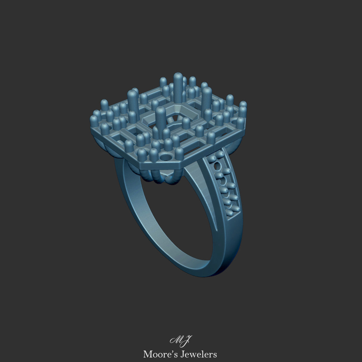 Emerald and Baguette Diamond Cocktail Ring 3d Model