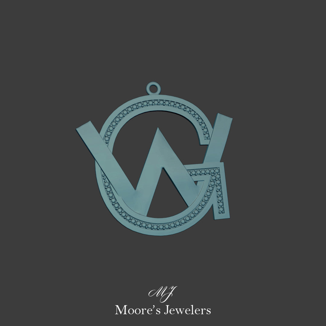 GW Initials Pendant 3d Model