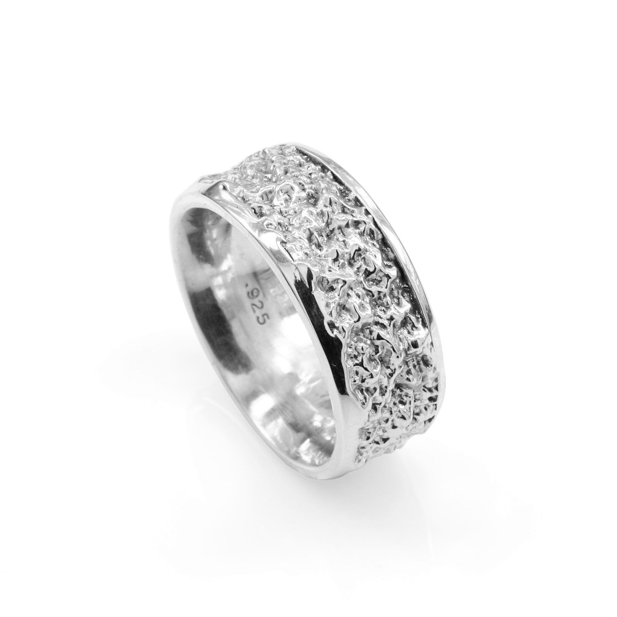 925 Sterling Silver Textured Wedding Band