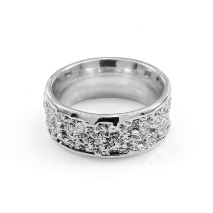 925 Sterling Silver Textured Wedding Band