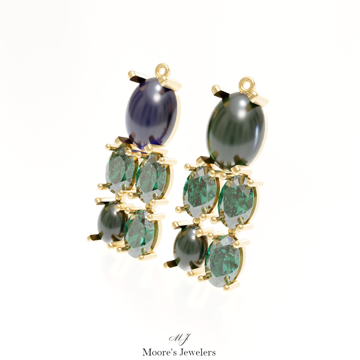 Opal and Emerald Earrings 3d Model