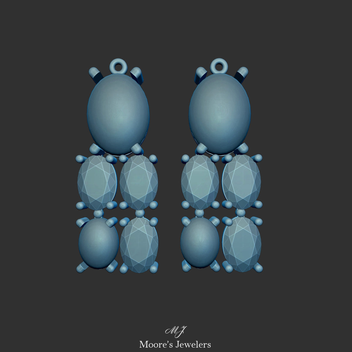 Opal and Emerald Earrings 3d Model