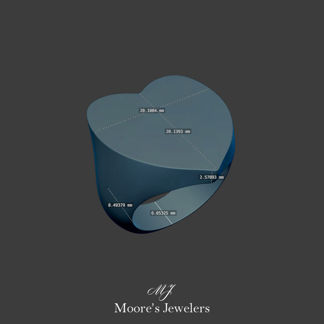 Engraveable Heart Signet Ring 3d Model
