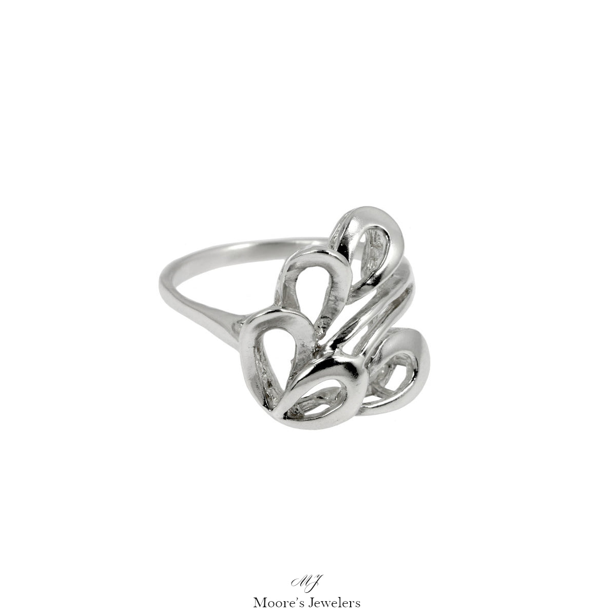 925 Sterling Silver Ribbon Style Free Form Ring