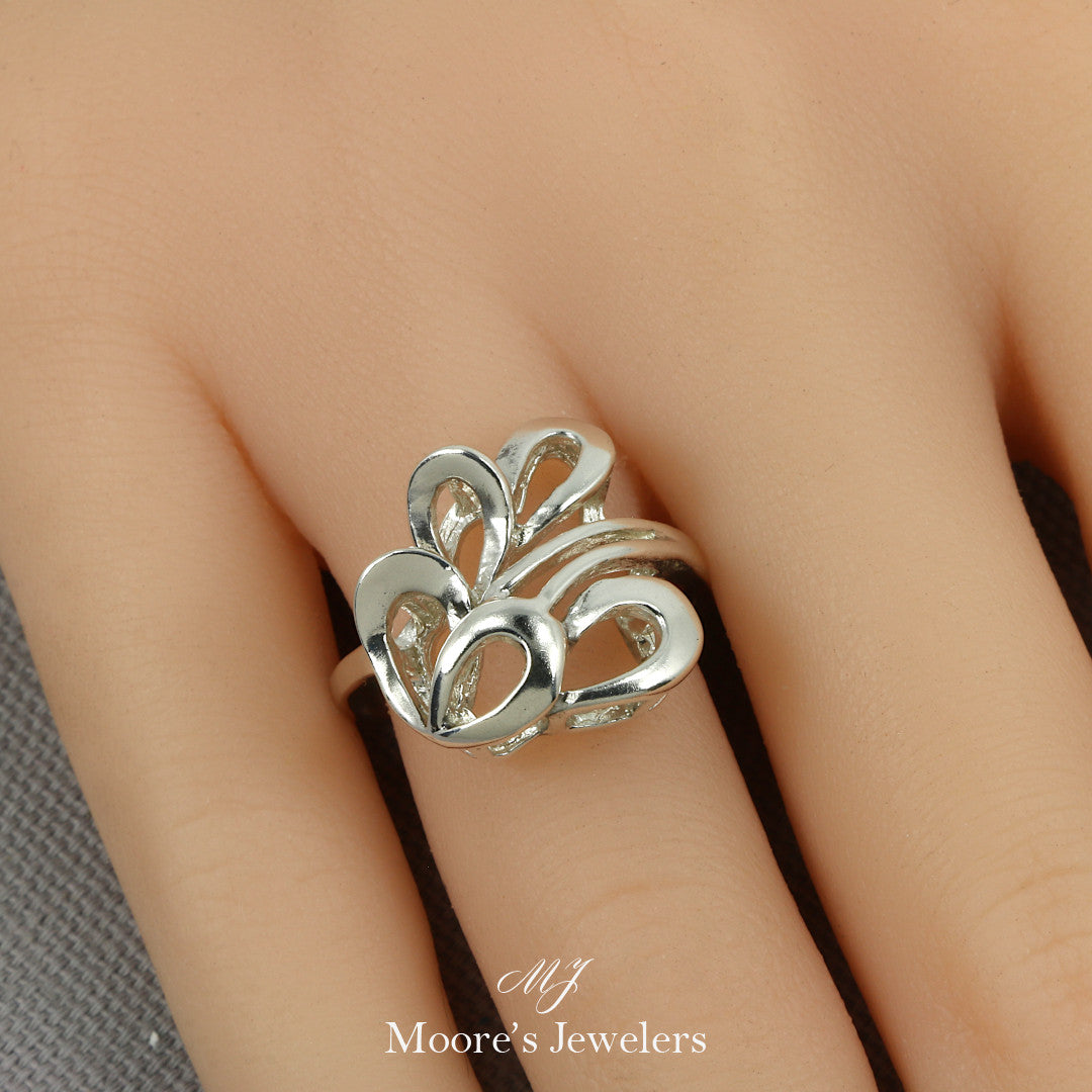 925 Sterling Silver Ribbon Style Free Form Ring