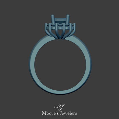 Scalloped Halo Engagement Ring 3d Model