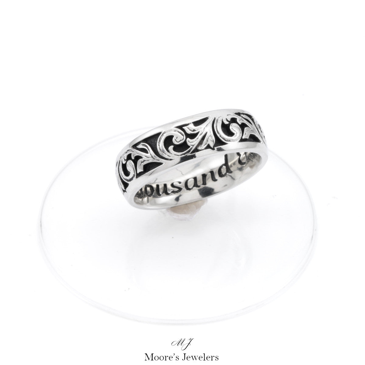 Faux Vintage Scroll Wedding Band