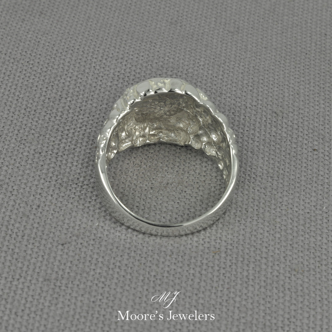 925 Sterling Silver High Luster and Satin Finish Nugget Ring