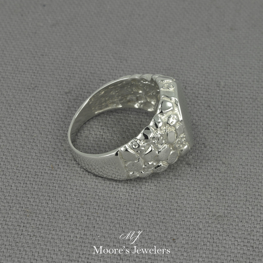 925 Sterling Silver High Luster and Satin Finish Nugget Ring