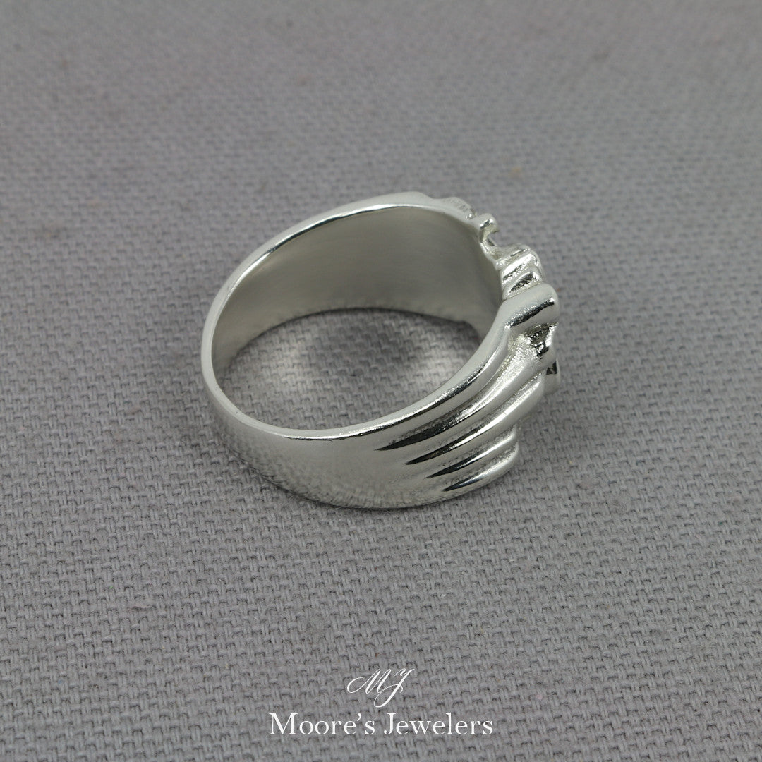 925 Sterling Silver Hand Carved Nugget Ring