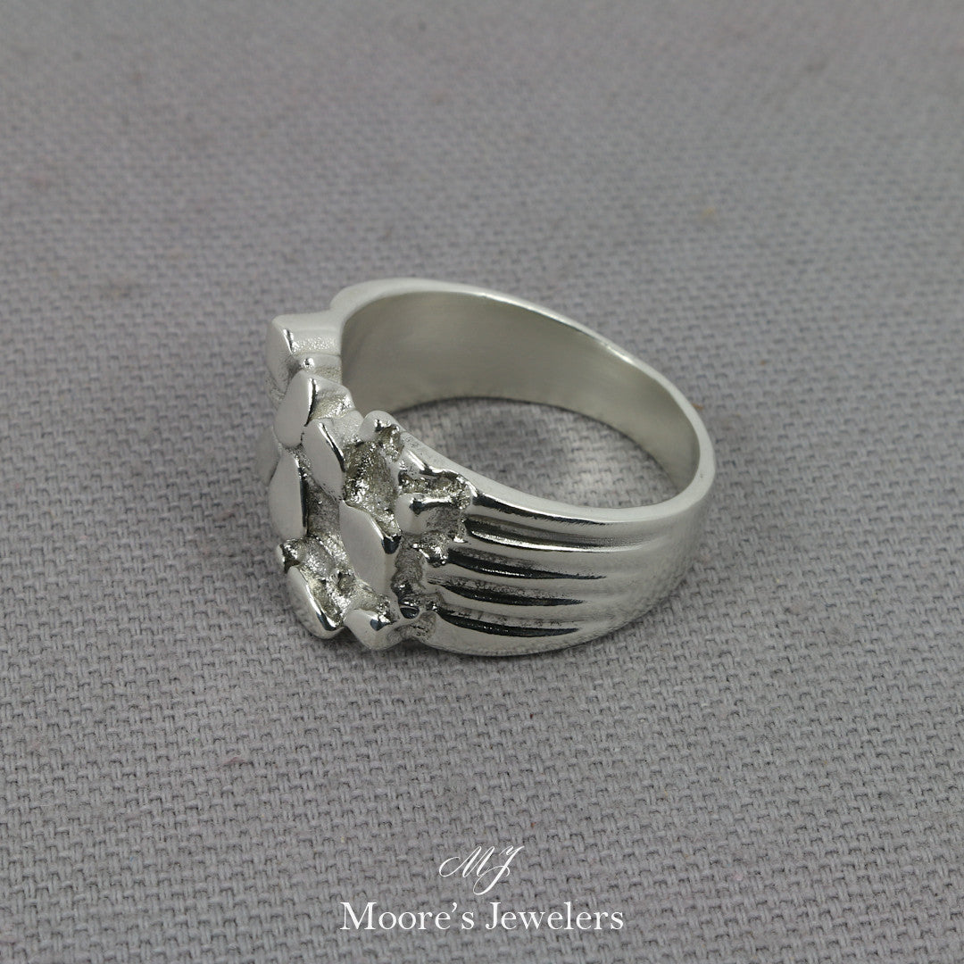 925 Sterling Silver Hand Carved Nugget Ring