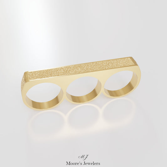 Textured 3 Finger Bar Ring 3d Model