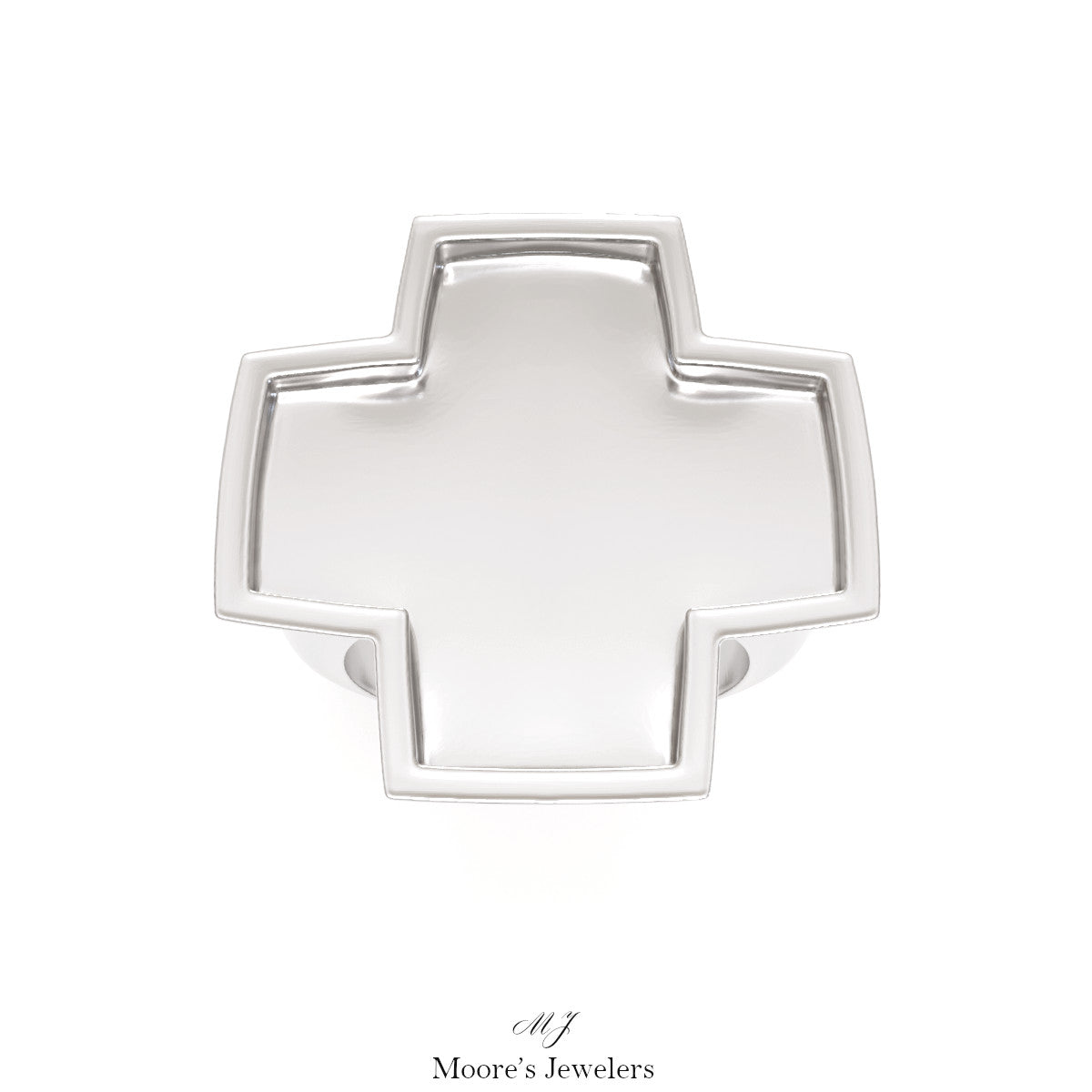 Thicker Squared Off Recessed Cross Style Signet Ring