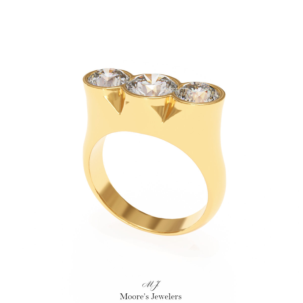 Tri Bezel Set Fashion Ring 3d Model