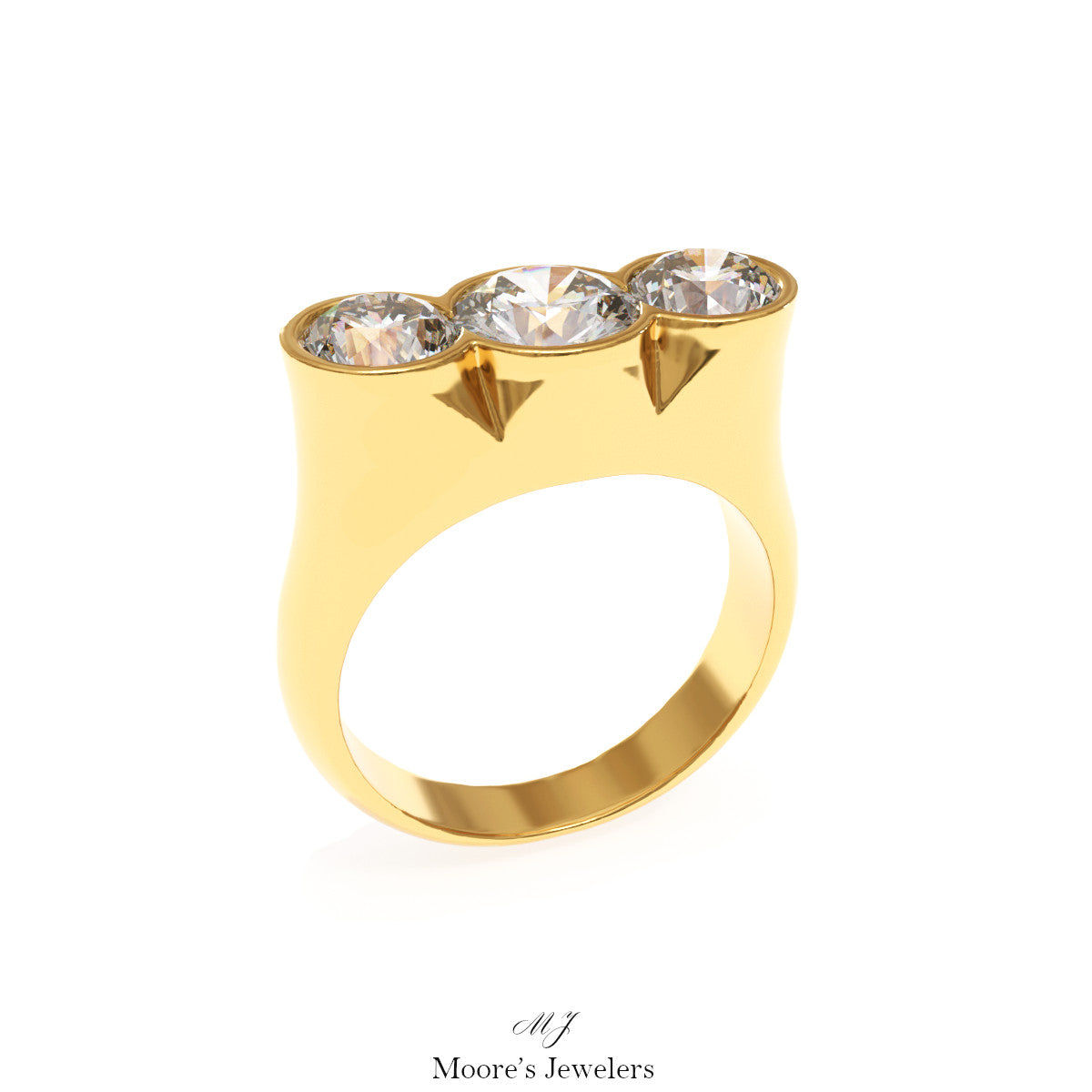 Tri Bezel Set Fashion Ring 3d Model