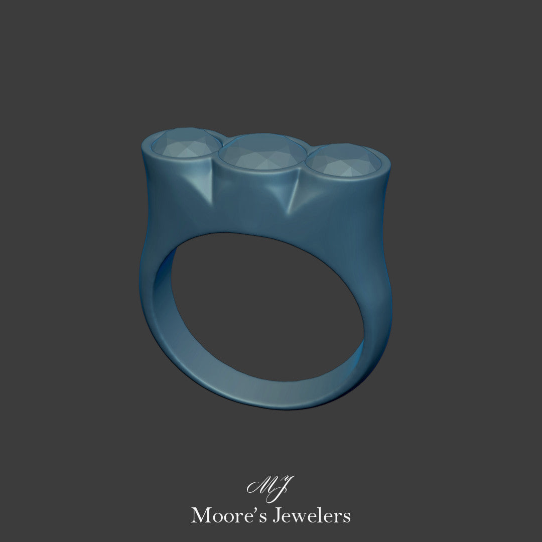 Tri Bezel Set Fashion Ring 3d Model