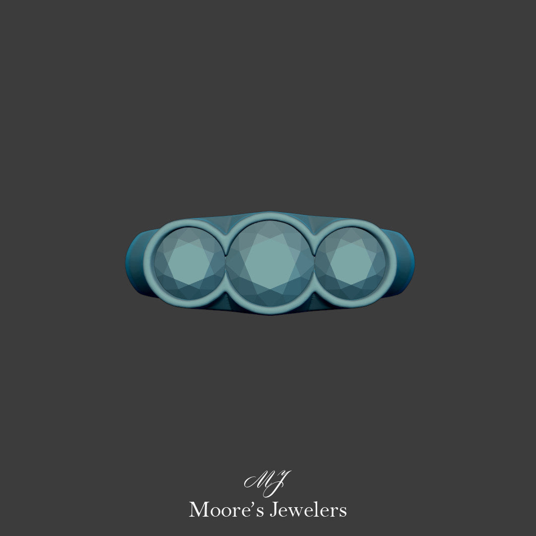 Tri Bezel Set Fashion Ring 3d Model