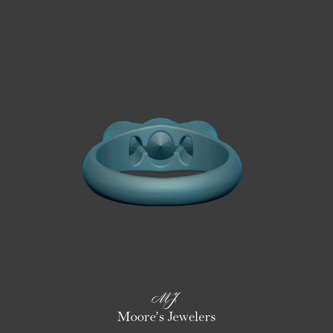 Tri Bezel Set Fashion Ring 3d Model