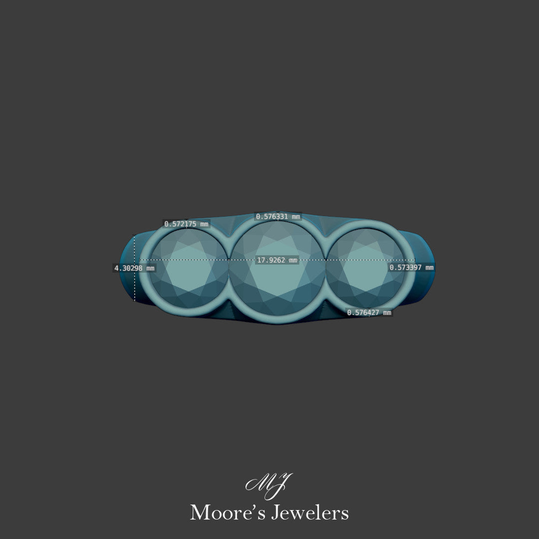 Tri Bezel Set Fashion Ring 3d Model