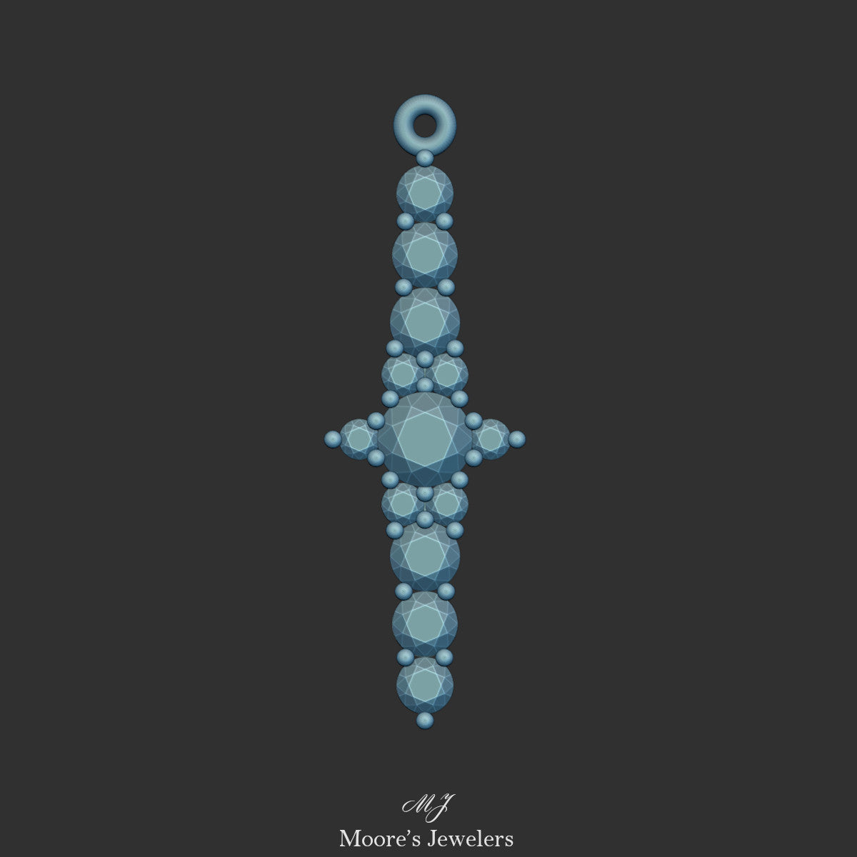 Vertical Stair Stepping Gemstone Pendant 3dModel