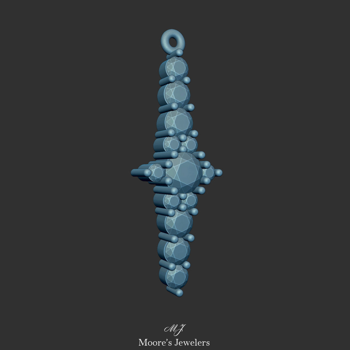 Vertical Stair Stepping Gemstone Pendant 3dModel