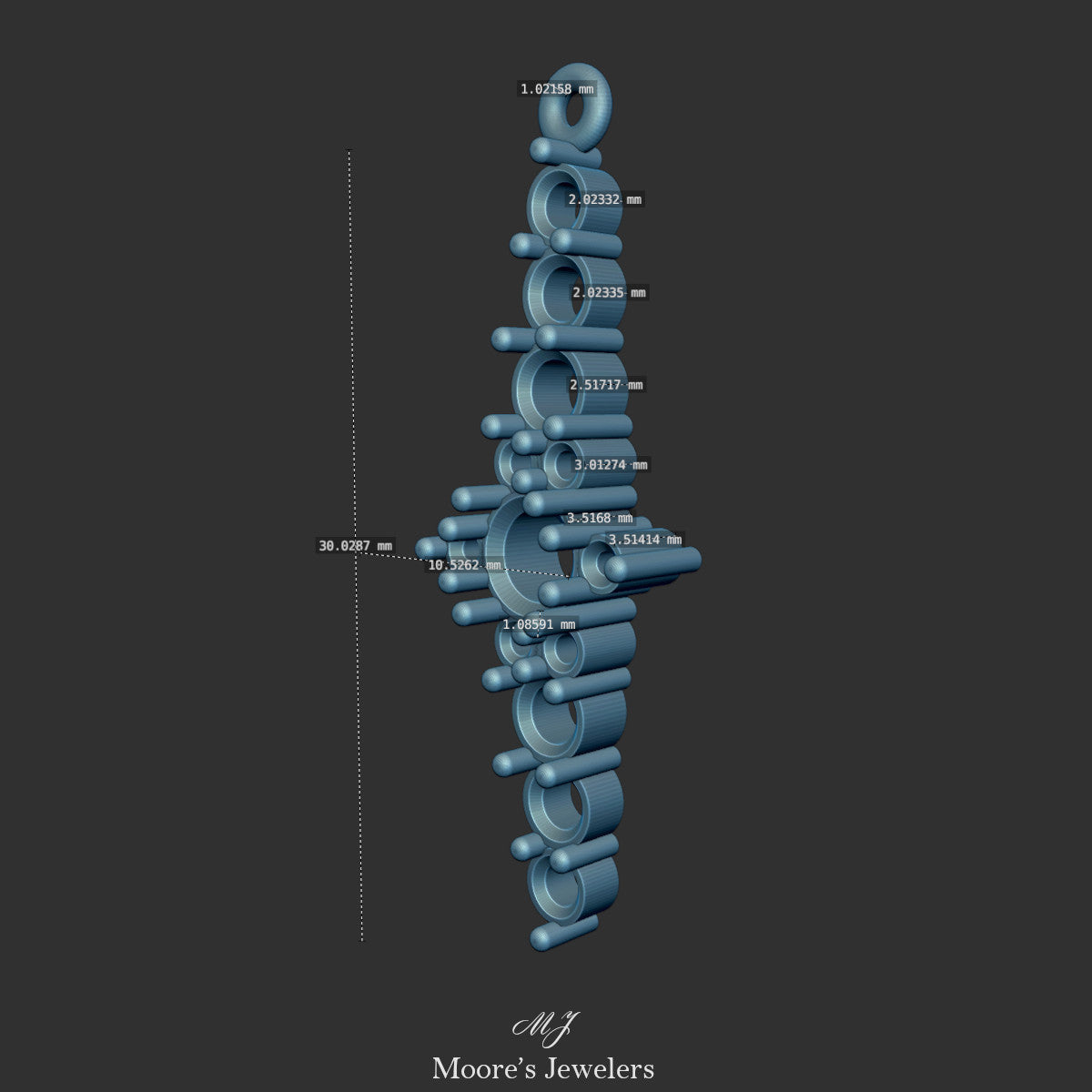 Vertical Stair Stepping Gemstone Pendant 3dModel