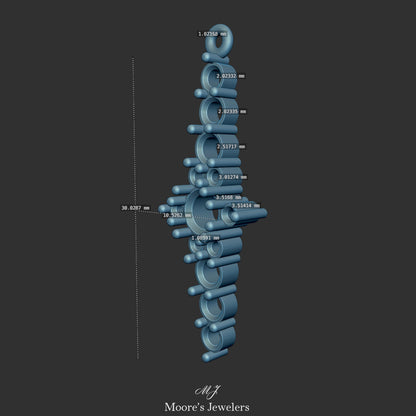 Vertical Stair Stepping Gemstone Pendant 3dModel