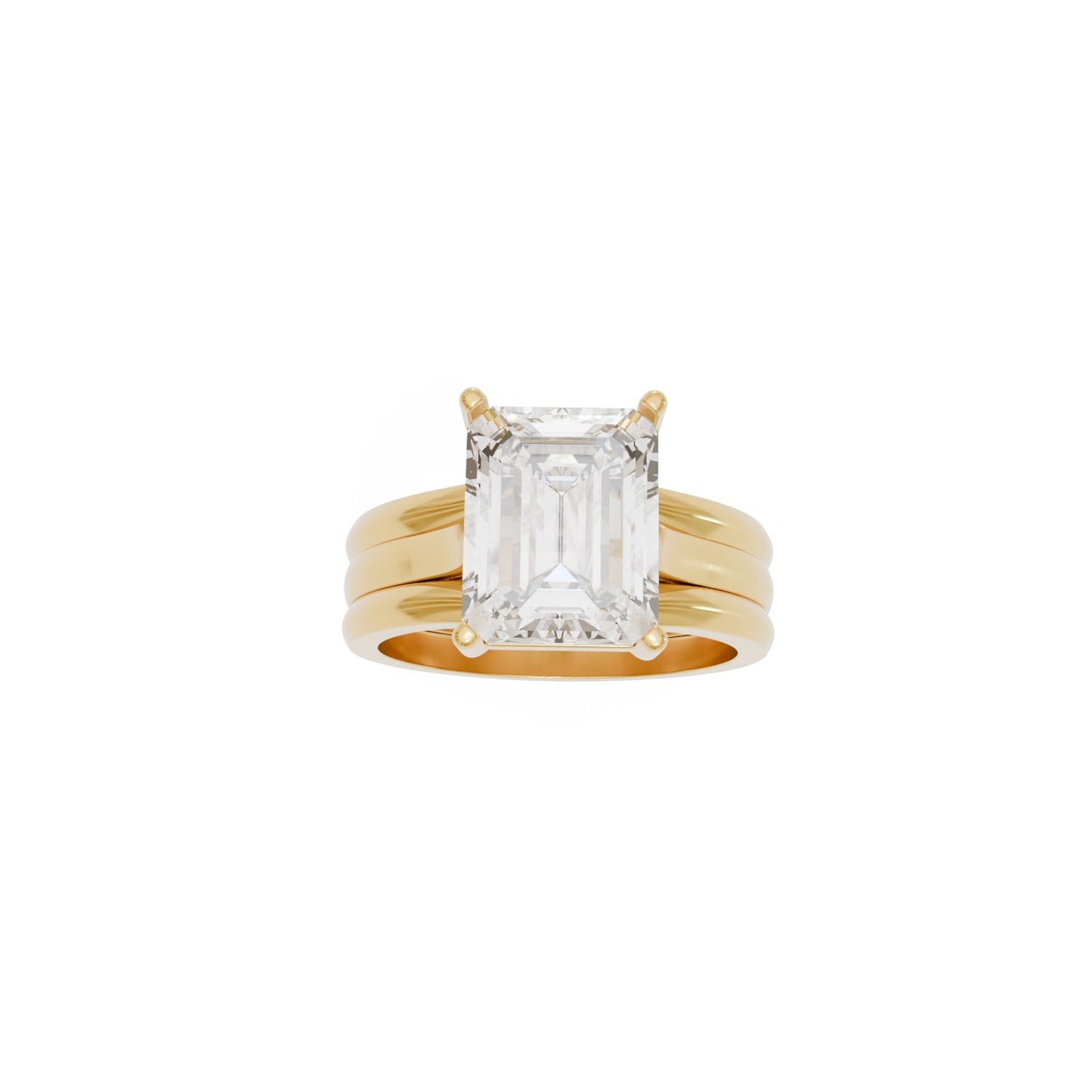 10x8mm Emerald Cut Wedding Set 3d Model