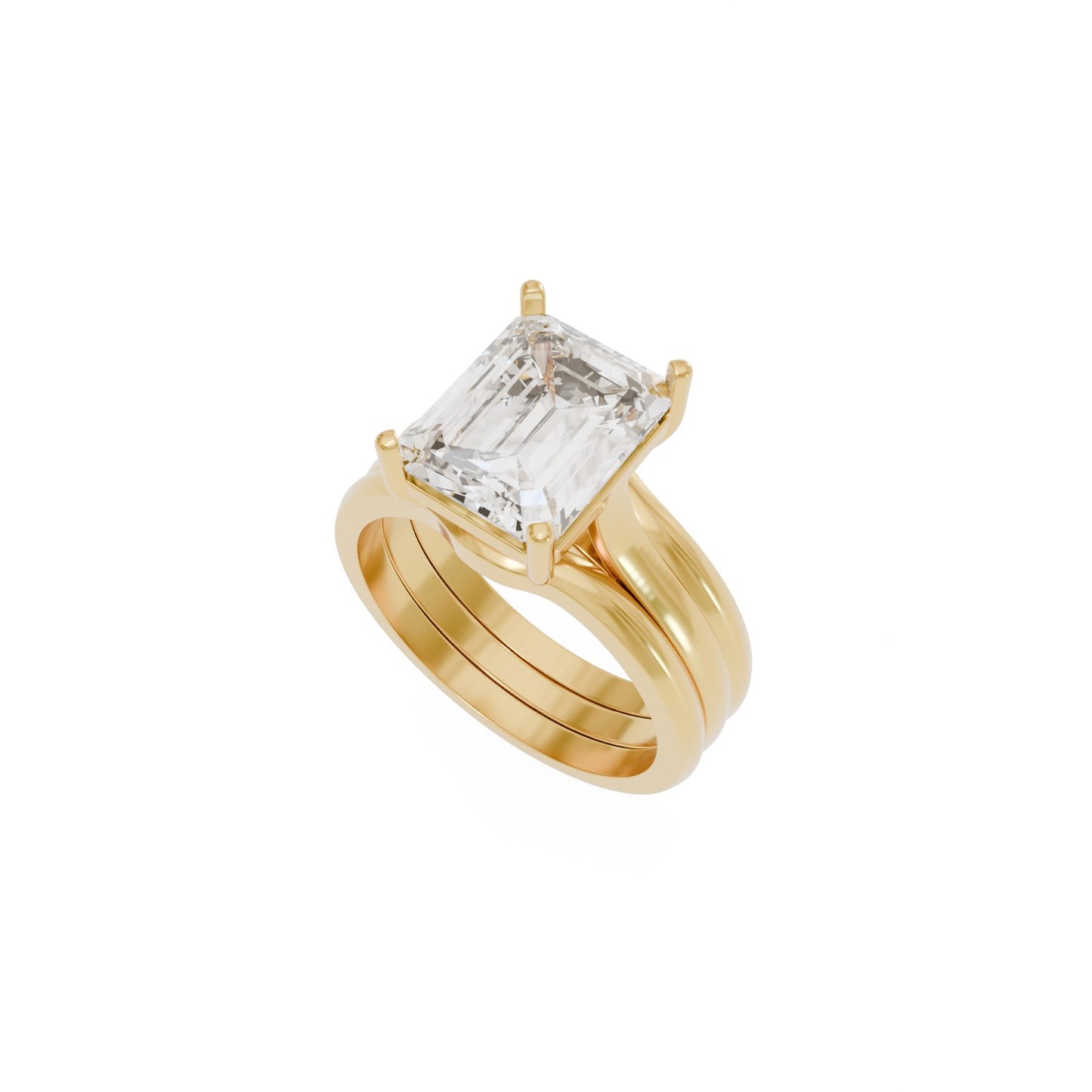 10x8mm Emerald Cut Wedding Set 3d Model