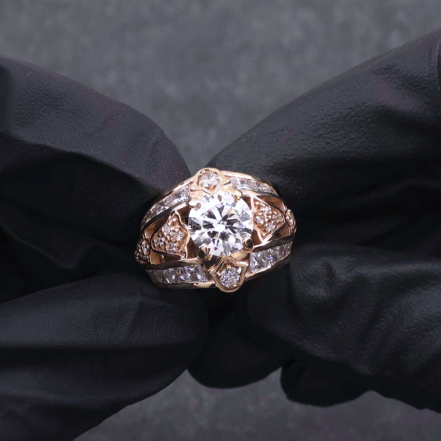 Custom Made 14k Yellow Gold High Fashion Diamond Ring