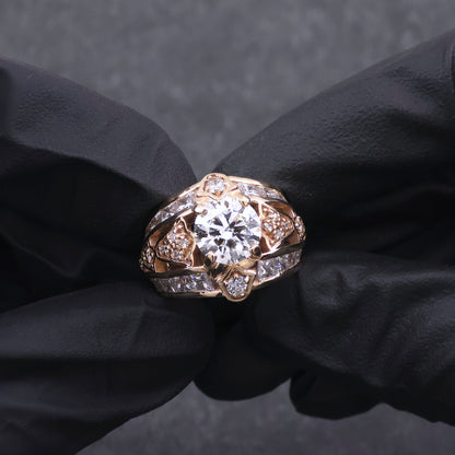 Custom Made 14k Yellow Gold High Fashion Diamond Ring
