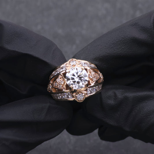 Custom Made 14k Yellow Gold High Fashion Diamond Ring