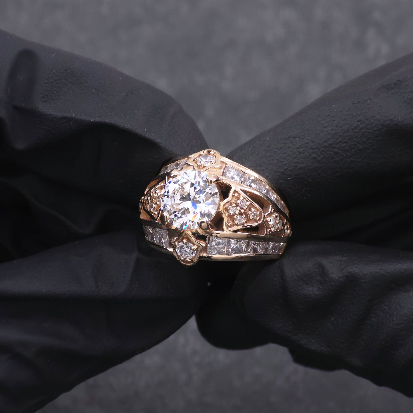 Custom Made 14k Yellow Gold High Fashion Diamond Ring