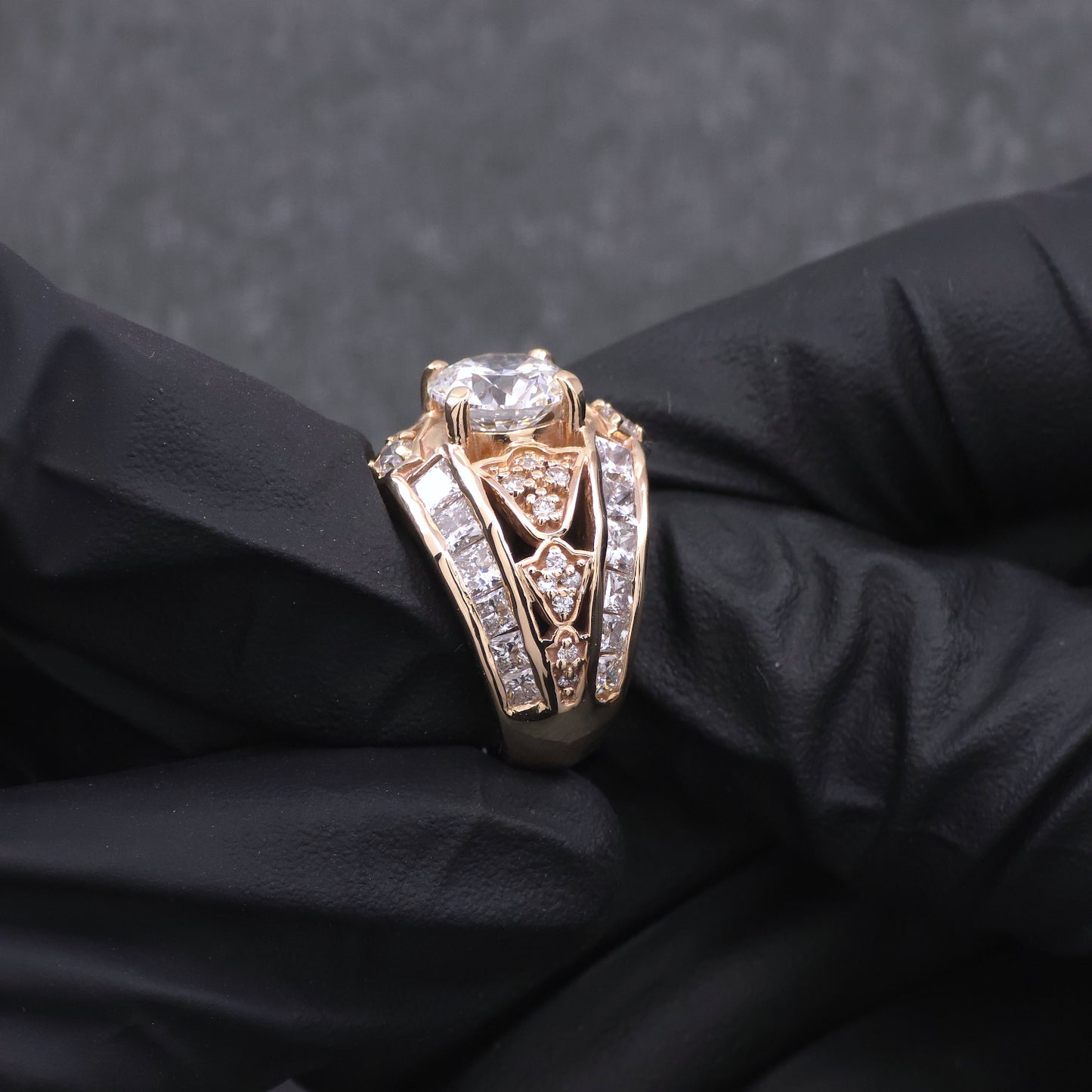 Custom Made 14k Yellow Gold High Fashion Diamond Ring