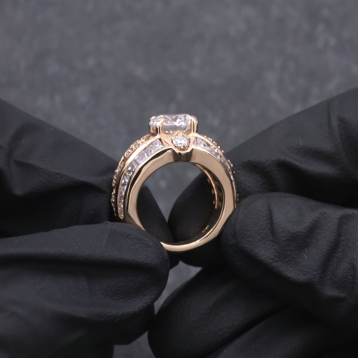 Custom Made 14k Yellow Gold High Fashion Diamond Ring