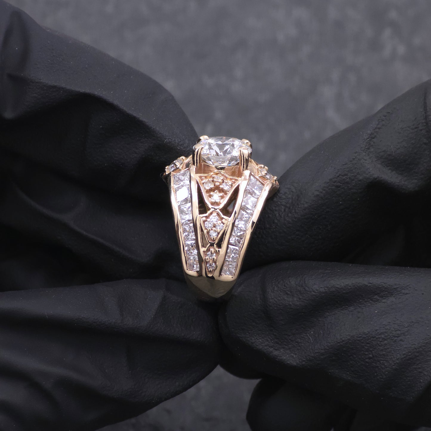 Custom Made 14k Yellow Gold High Fashion Diamond Ring