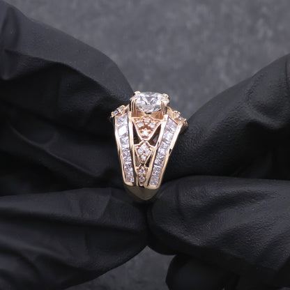 Custom Made 14k Yellow Gold High Fashion Diamond Ring